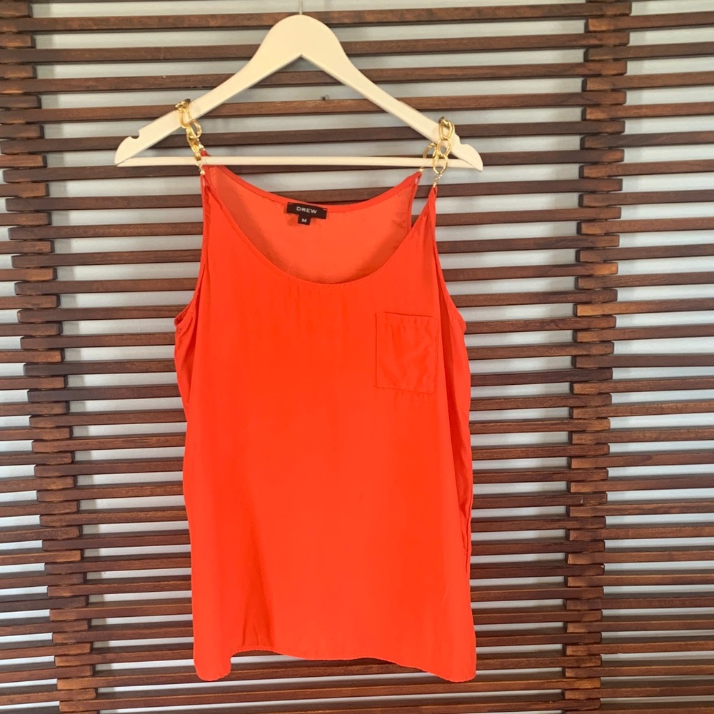 DREW Orange Chain-Strap Camisole